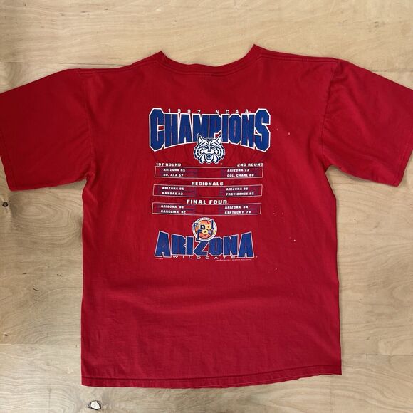 Vintage Arizona Wildcats National Champions Shirt XL Red 90s - Picture 6 of 8